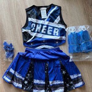 Blue Cheerleading Outfit with Skirt